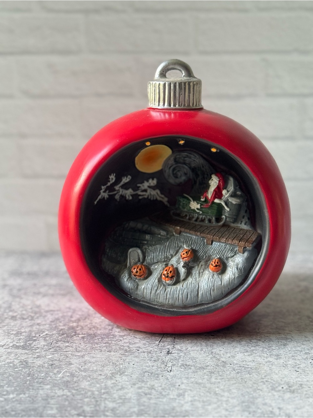 Disney Nightmare Before Christmas Large Light Up Ornament Santa Jack Diorama Red